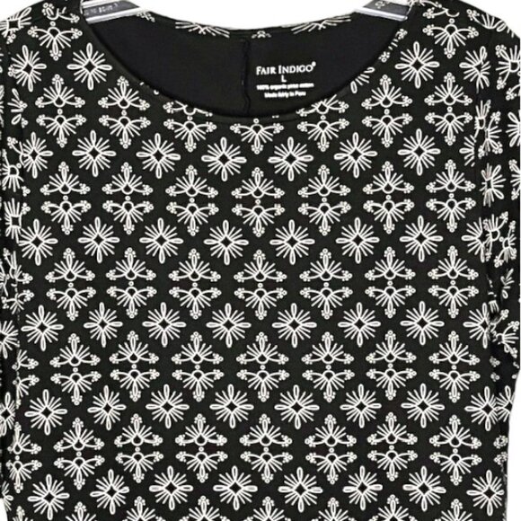 Fair Indigo 100% Organic Pima Cotton T-shirt Dress - Navy/White - L - Picture 3 of 8